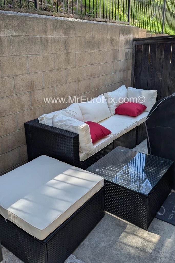 Assembling outdoor patio furniture.