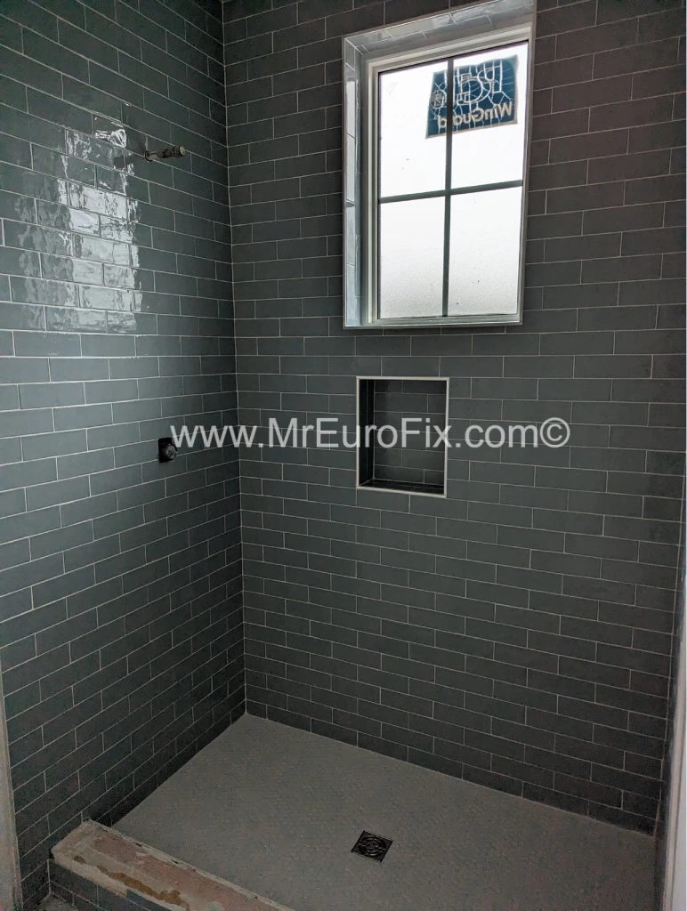 Professional shower tile installation for a modern bathroom